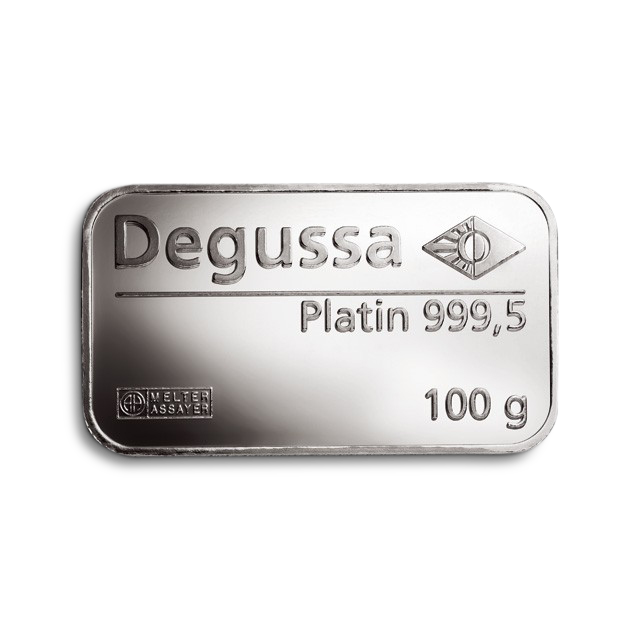 Barra de platino de Degussa 100 g
