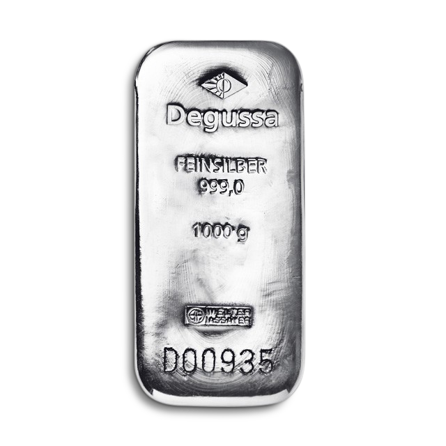 'Barra de plata de Degussa 1 kg vintage'