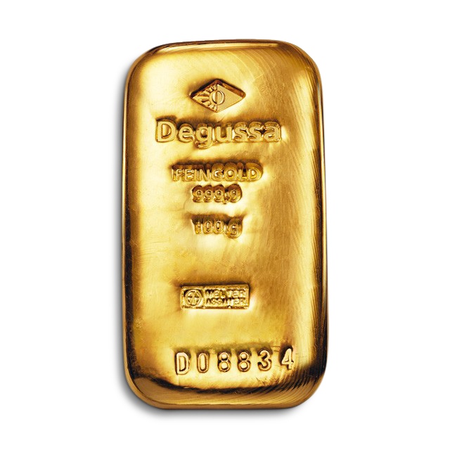 'Barra de oro fundida Degussa 100 g'