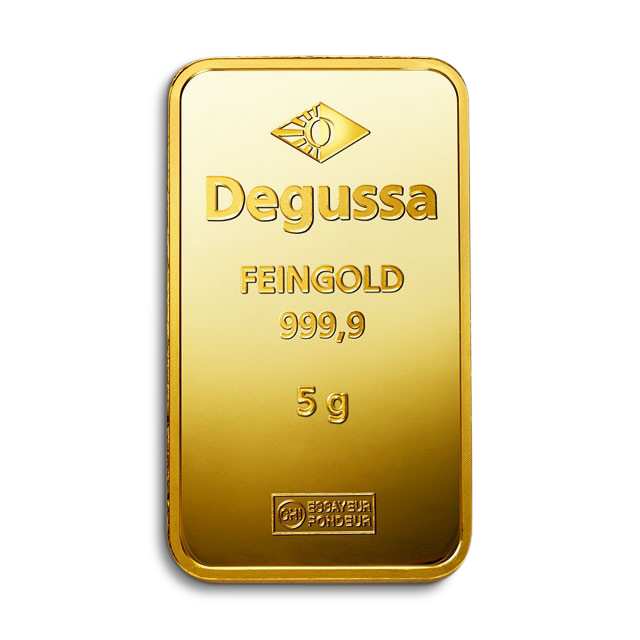 'Barra de oro Degussa 5 g Vintage'