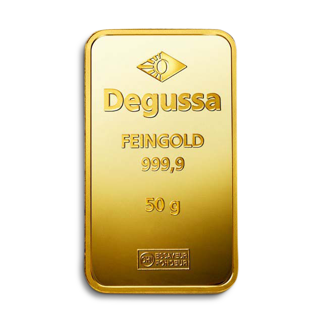 'Barra de oro Degussa 50 g Vintage'