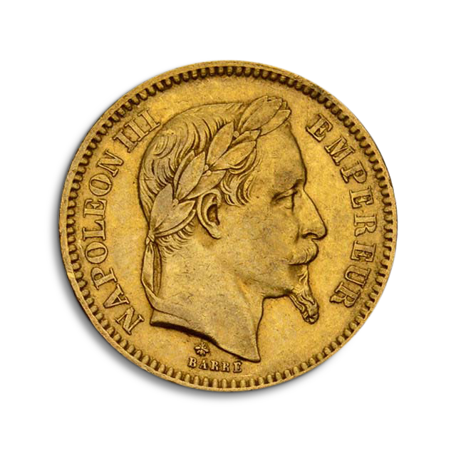 'Moneda de oro 20 Francos Napoleon III (1861-1870) con corona'