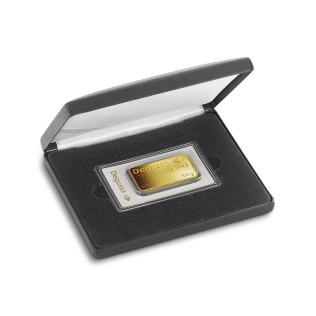 'Caja cuero artificial para lingotes Degussa'