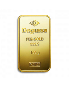 100 g Degussa gold bar (geprägt)