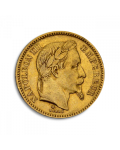 Moneda de oro 20 Francos Napoleon III (1861-1870) con corona
