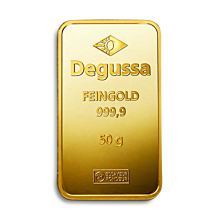 Barra de oro Degussa 50 g