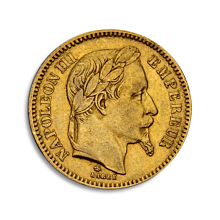 Moneda de oro 20 Francos Napoleon III (1861-1870) con corona