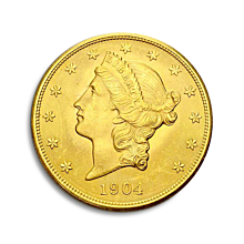 Moneda de oro 20 dólares EE.UU. Liberty Head