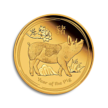 1 oz Lunar II Moneda de oro cerdo 2019