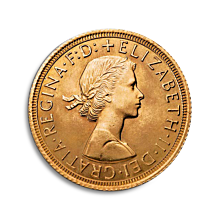 1 soberano Elisabeth II (pelo trenza) 1957-1968 Moneda de oro